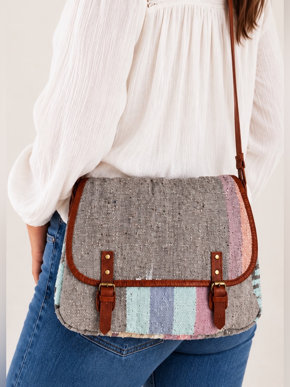Raj for Anthropologie Raj for Anthropologie Leather Woven Boho Shoulder Crossbod